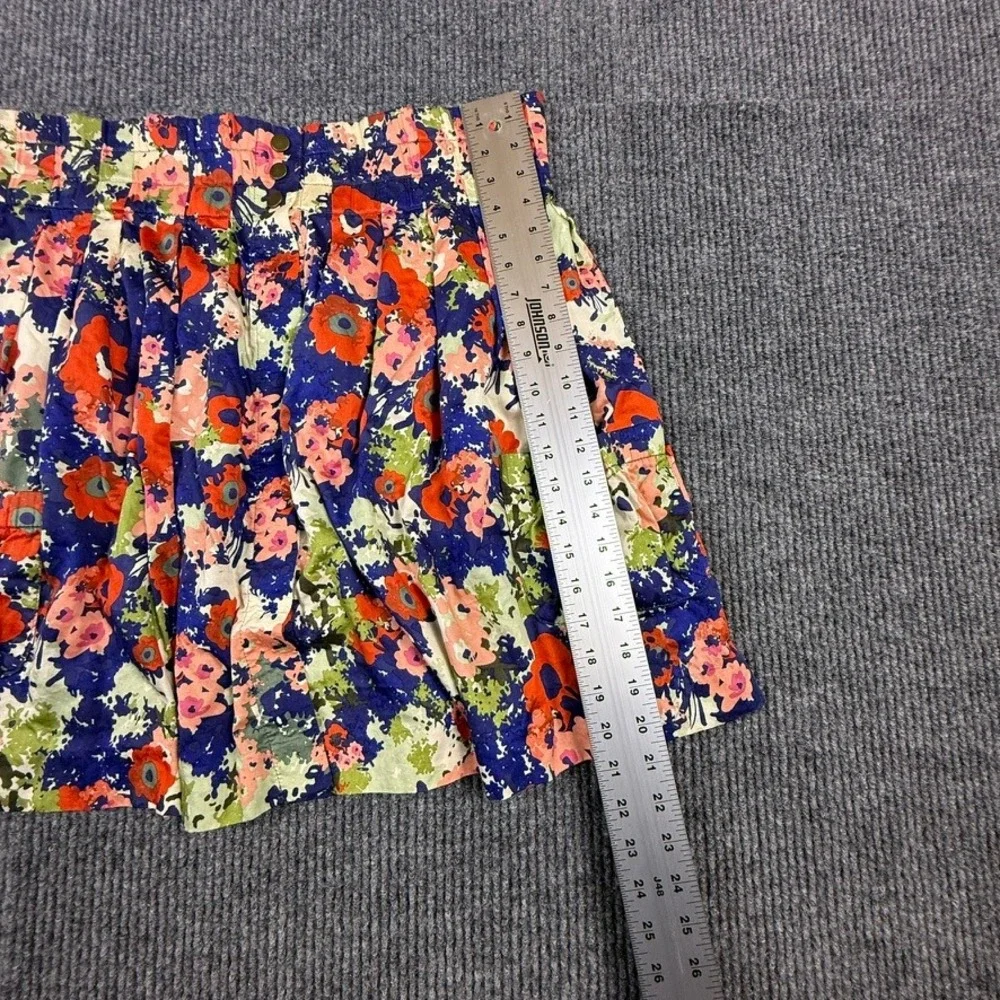 Parameter Floral Mini Skirt Womens 12 Blue Orange Pink Cotton Flare